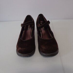 CHEROKEE Brown Suede Leather Mary Jane Wedge Shoes Women's Size 5 New